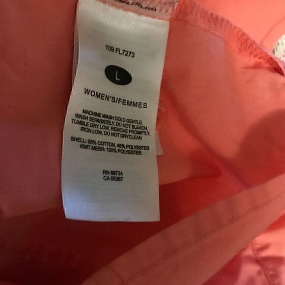 Columbia Button Down Short Sleeve Collar  Zipper Pocket Orange  Shirt L - Picture 11 of 12